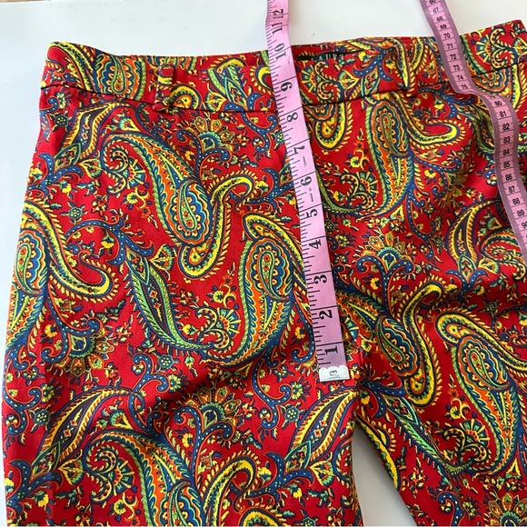 Lauren Ralph Lauren Red/Multicolored Paisley Floral Print Cotton Trousers NWT 8 - Picture 14 of 16